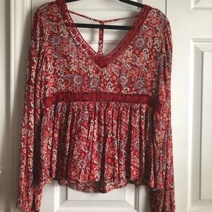 Patron of Peace Red Boho Blouse - size medium